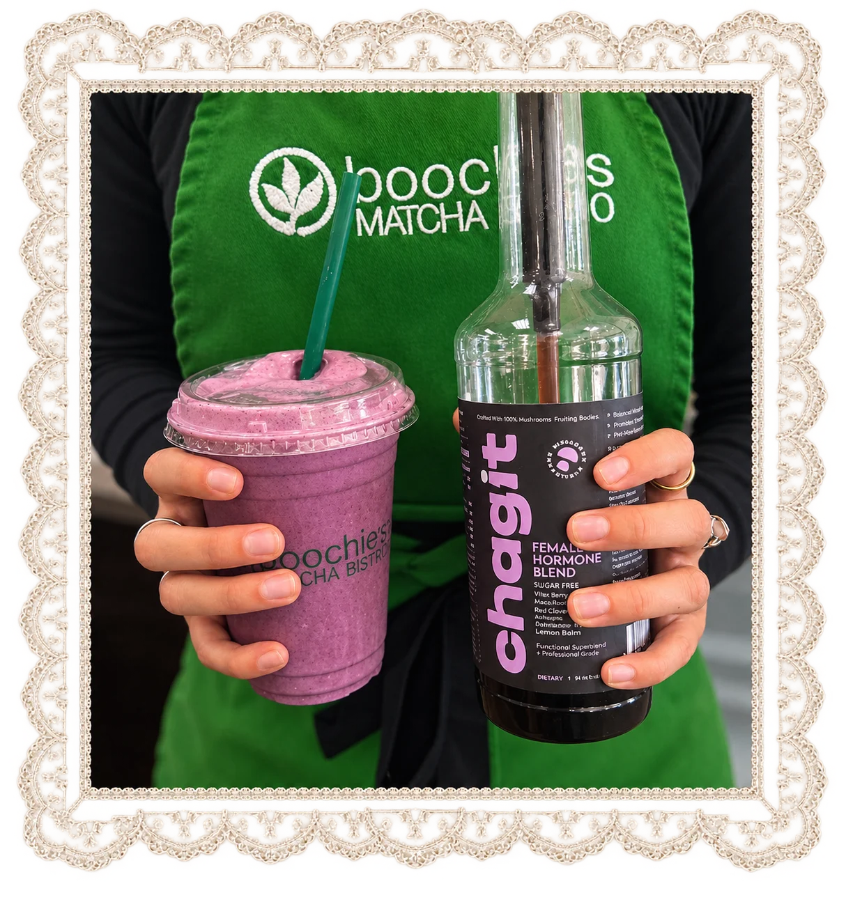 Colorful smoothie and wellness blend in a vibrant café setting