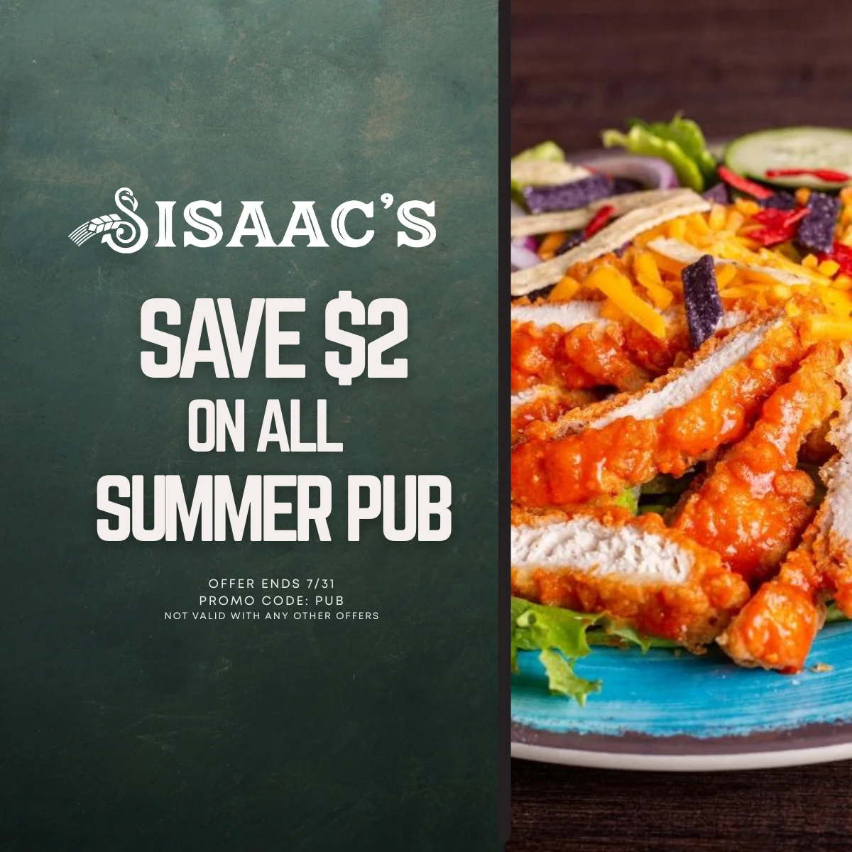 Spicy summer pub menu featuring street tacos and unique sandwiches
