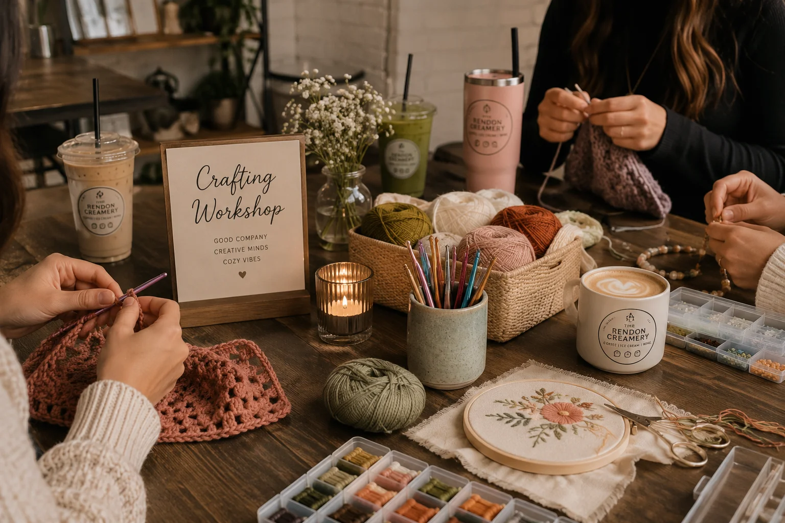 Crafting workshop with cozy vibes and creative activities