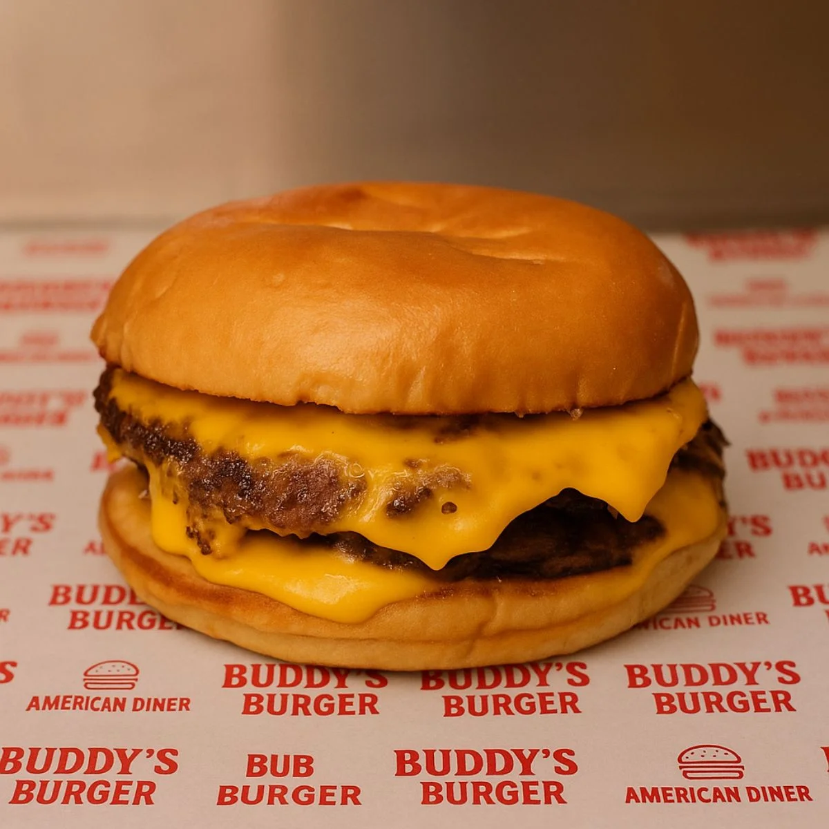 Classic American cheeseburger with melted cheese