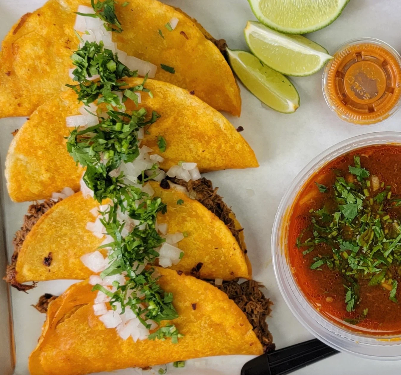 Authentic Mexican tacos with beef and fresh toppings