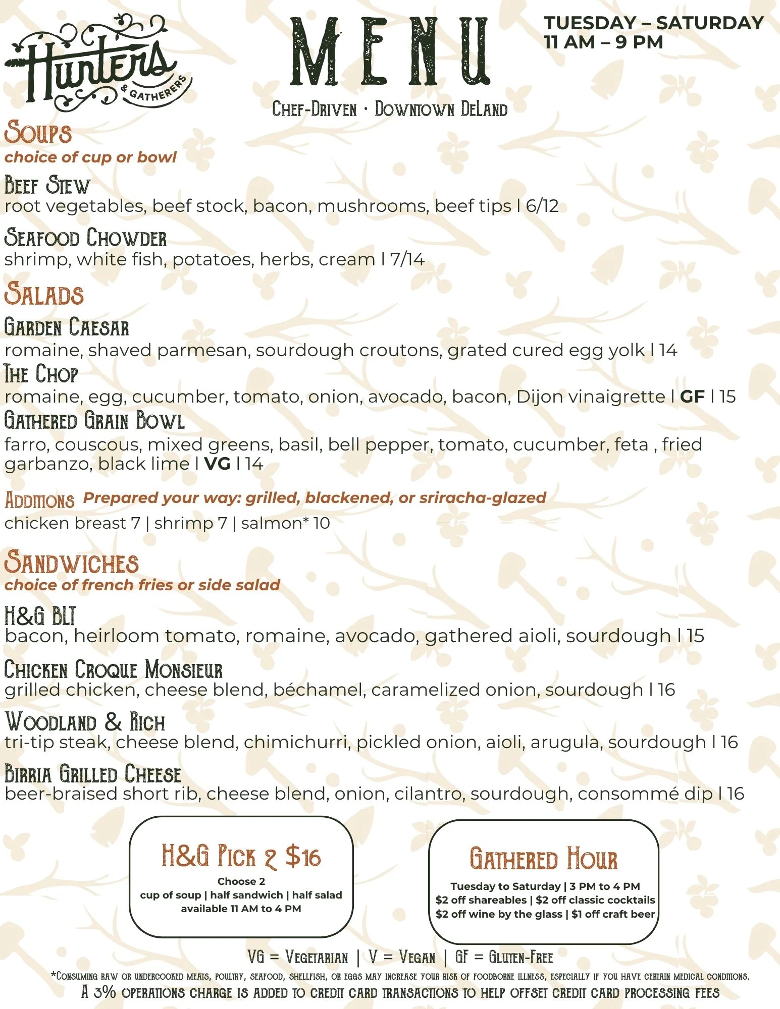 Chef-driven menu featuring gourmet sandwiches and salads