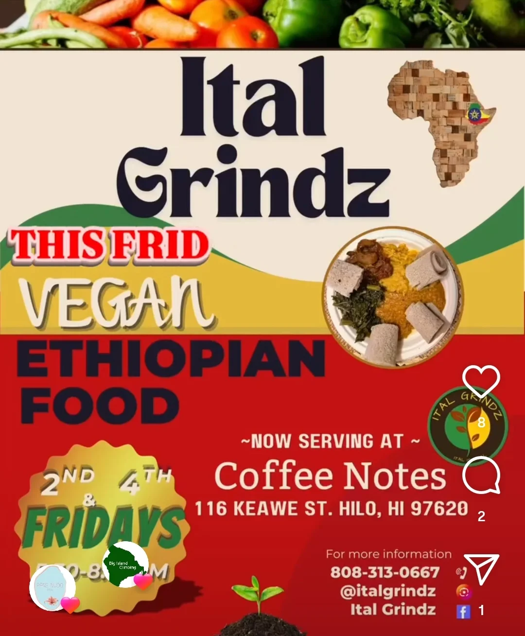 Vegan Ethiopian platter featuring injera and assorted vegetable dishes