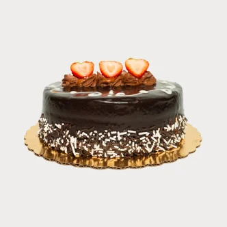 Delicious chocolate ganache dessert with a glossy finish.