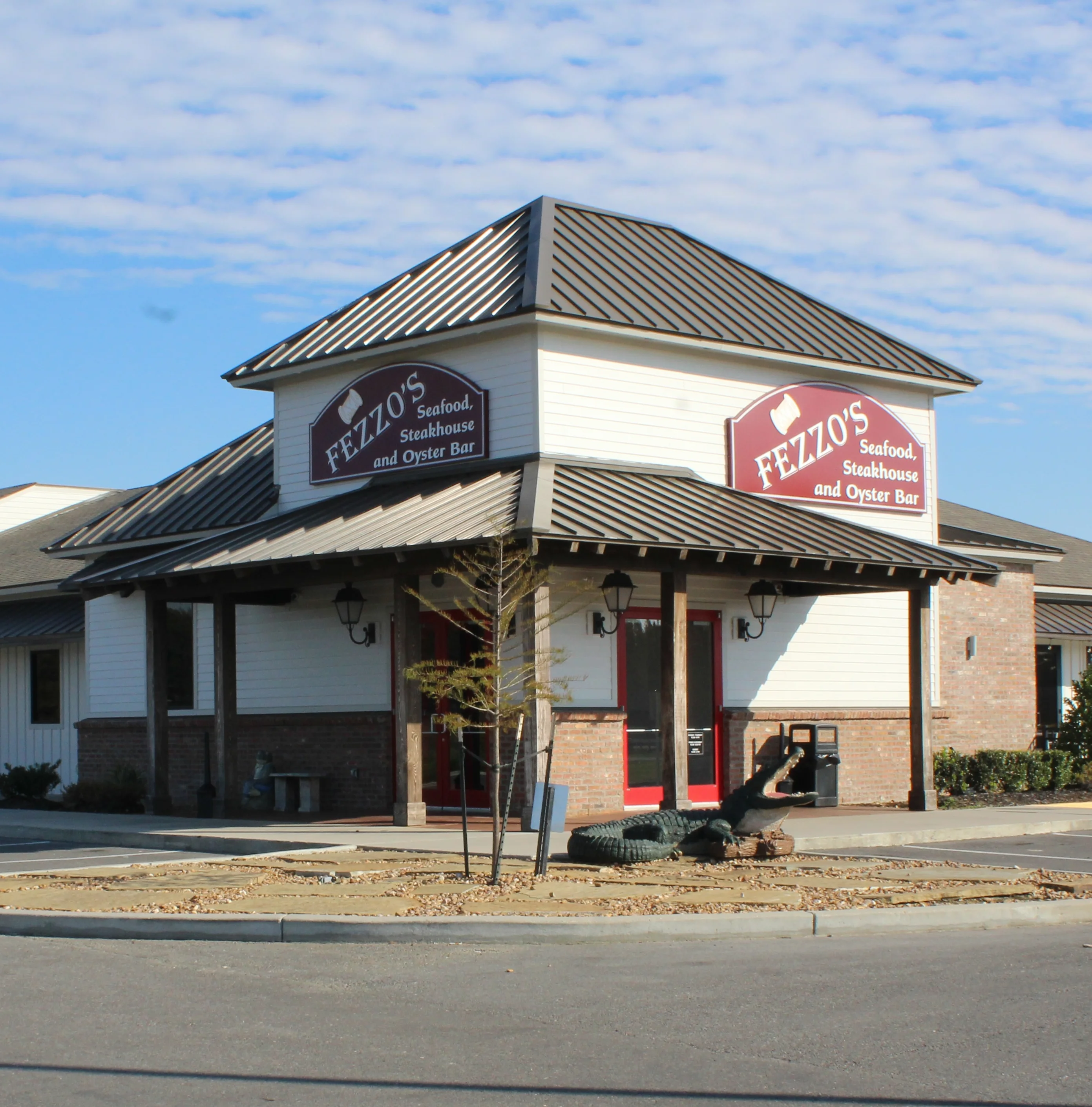 Exterior view of Fezzo's Seafood Steakhouse and Oyster Bar in Crowley