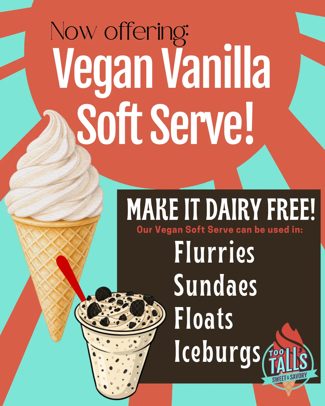 Vegan soft serve ice cream in a cone and cup