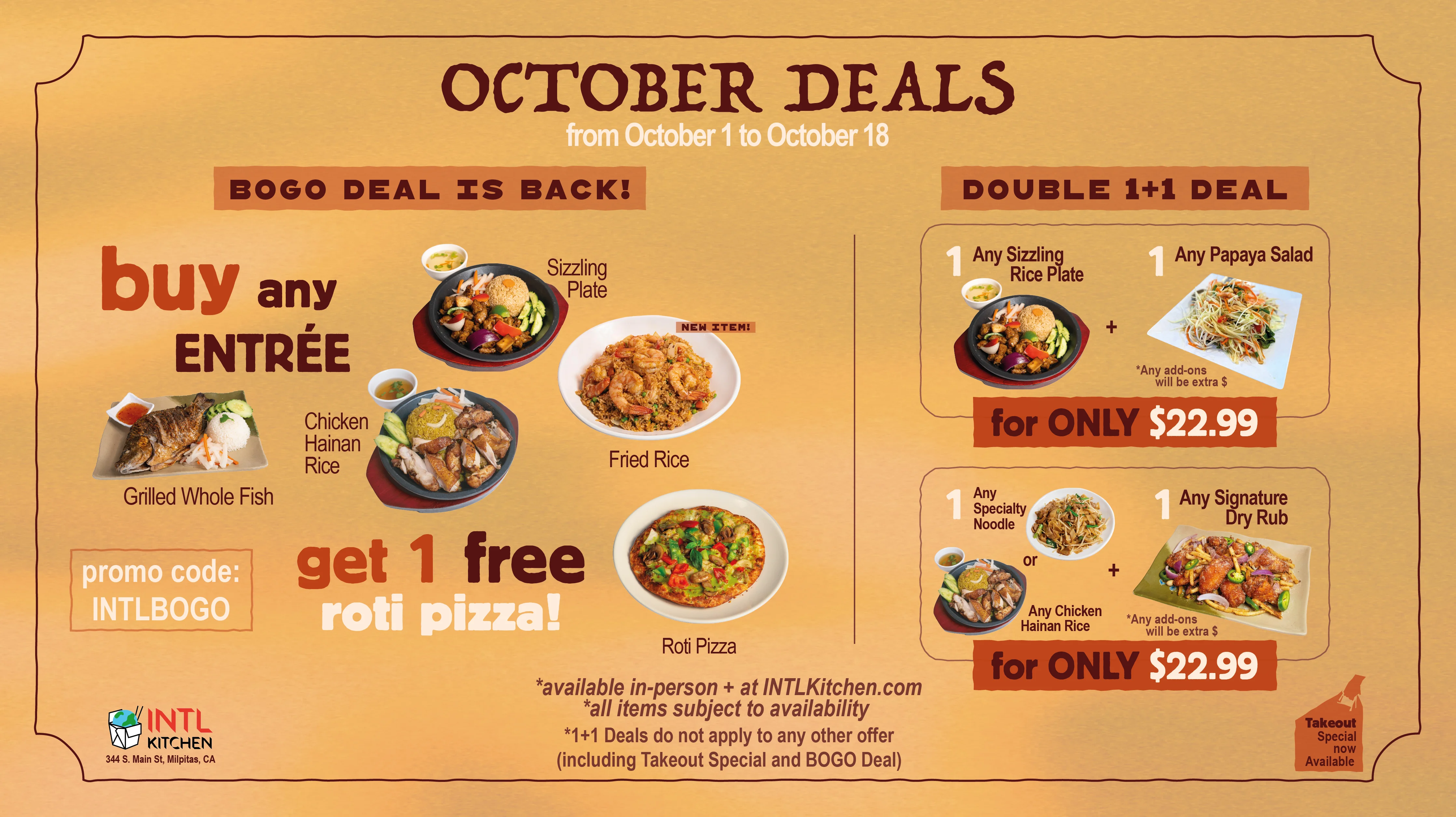 INTL Kitchen October Deals until 10/18