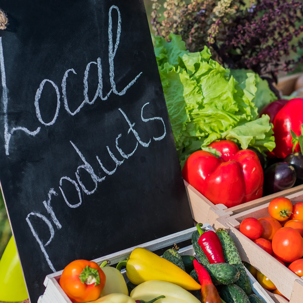 Fresh local produce at a farmers market
