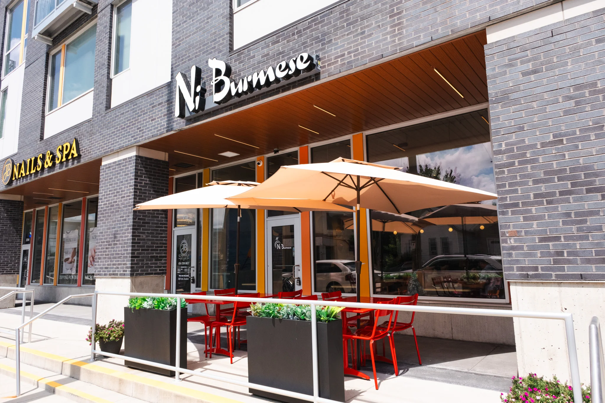 Exterior view of Ni Burmese restaurant with outdoor seating