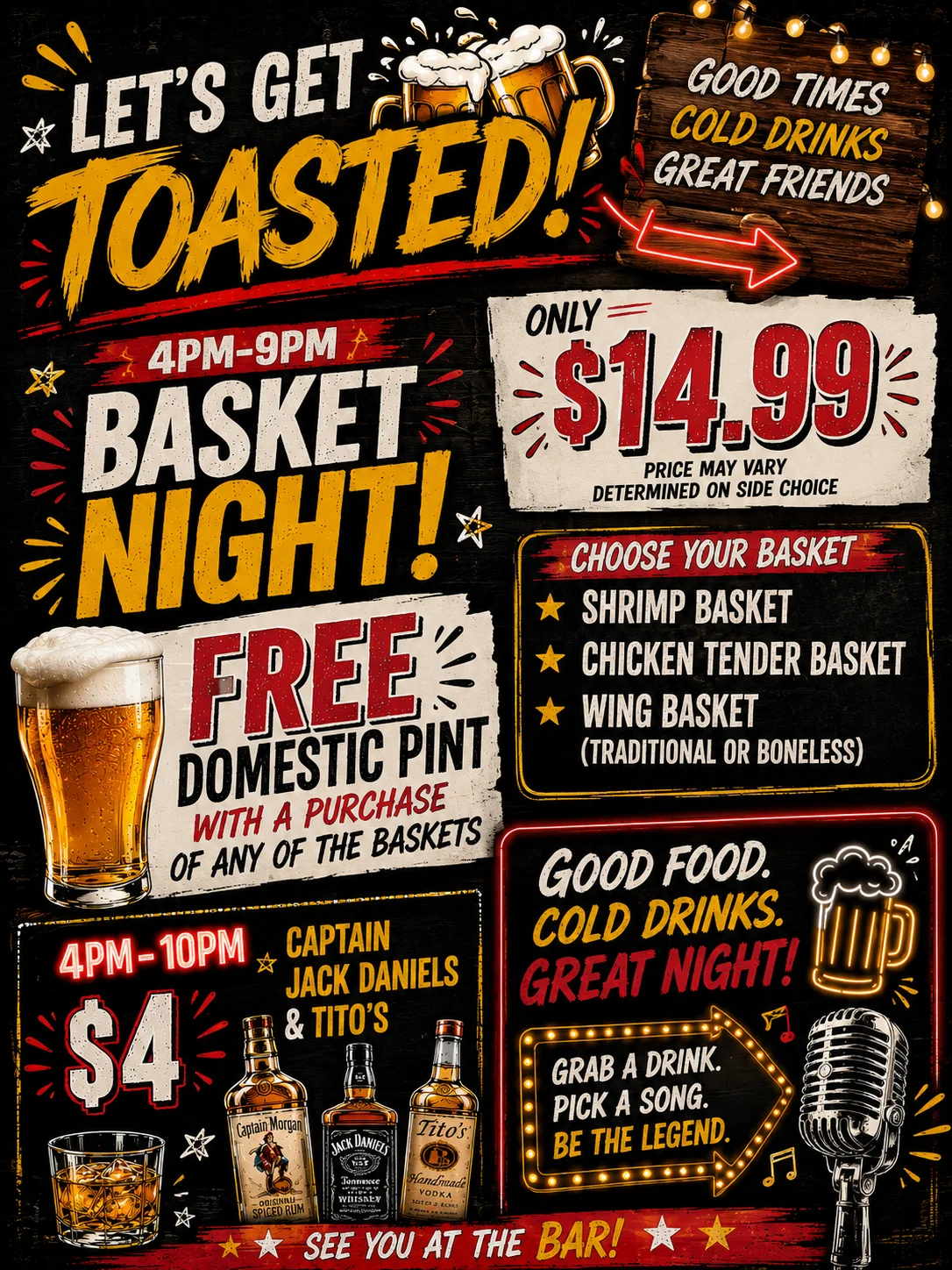 $1 wing night promotion at a sports bar