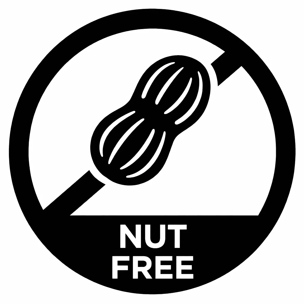A comparison of baked goods: nut-free options on the left and traditional baked goods on the right.