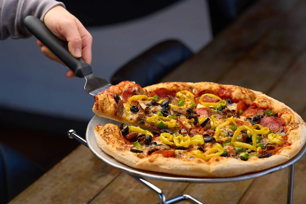 Delicious pepperoni pizza with colorful toppings