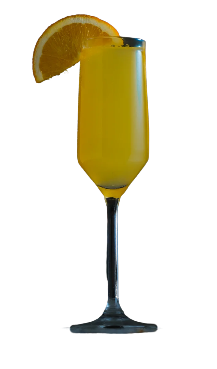 Refreshing mimosa cocktail with orange slice