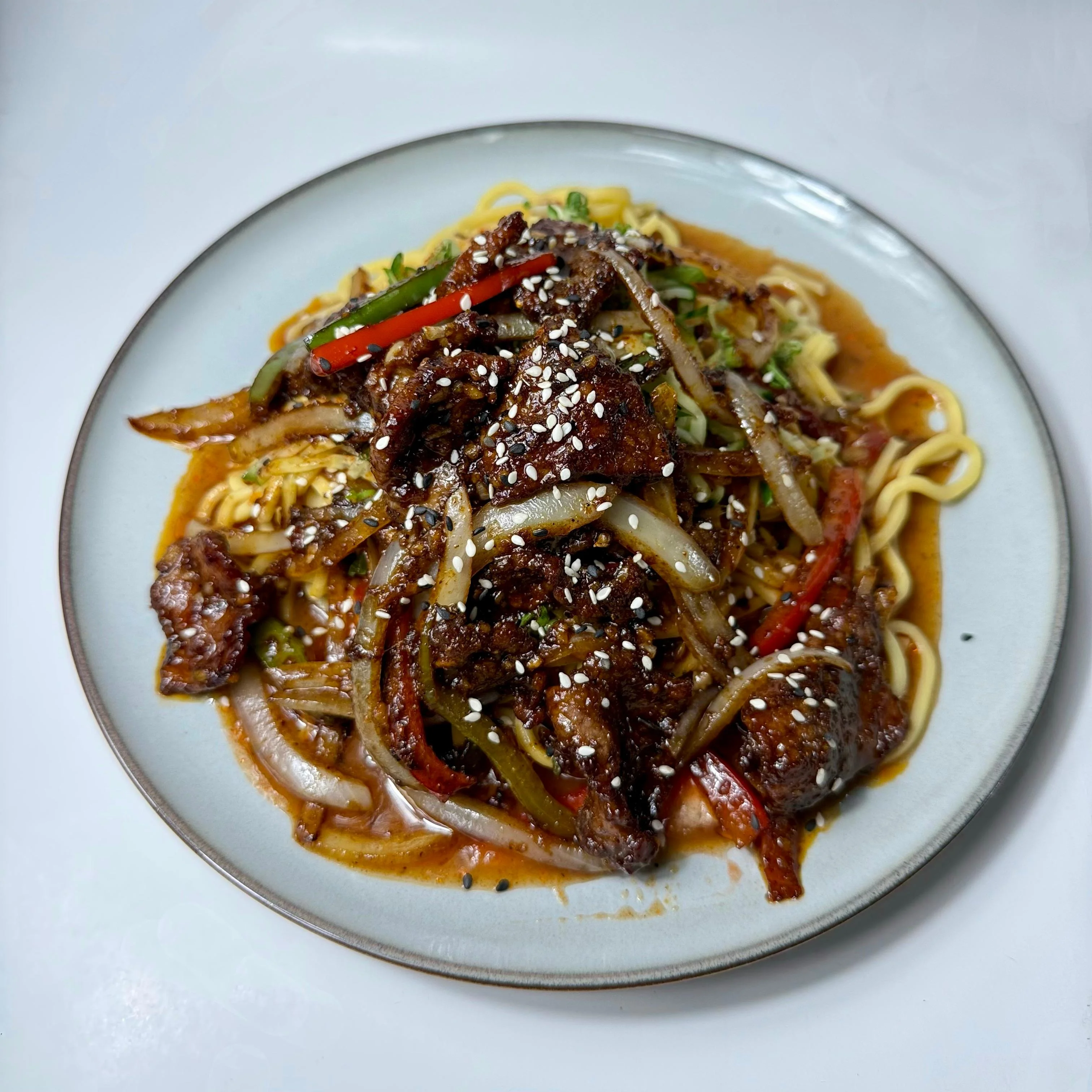 Spicy Beef Noodle 黄面烤肉 (cold sauce 🌶️)