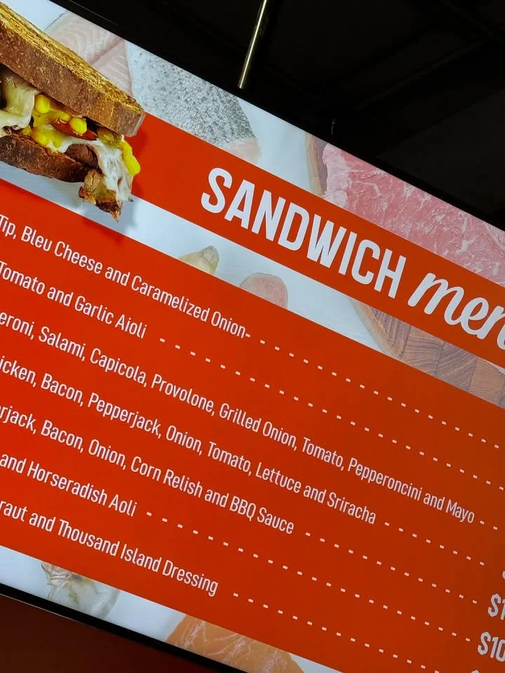 Artisan sandwich menu featuring various gourmet options