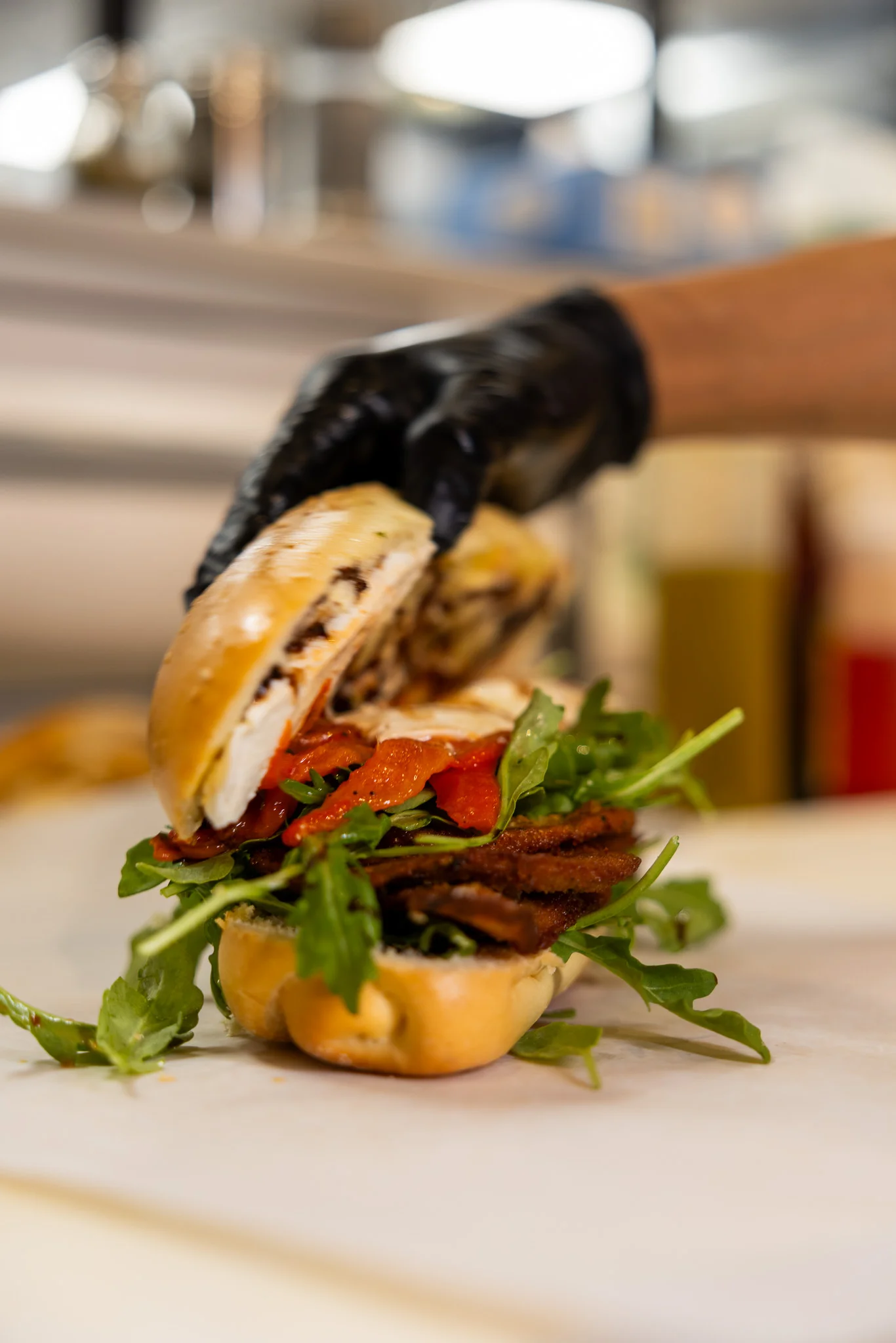 A custom made Italian burger