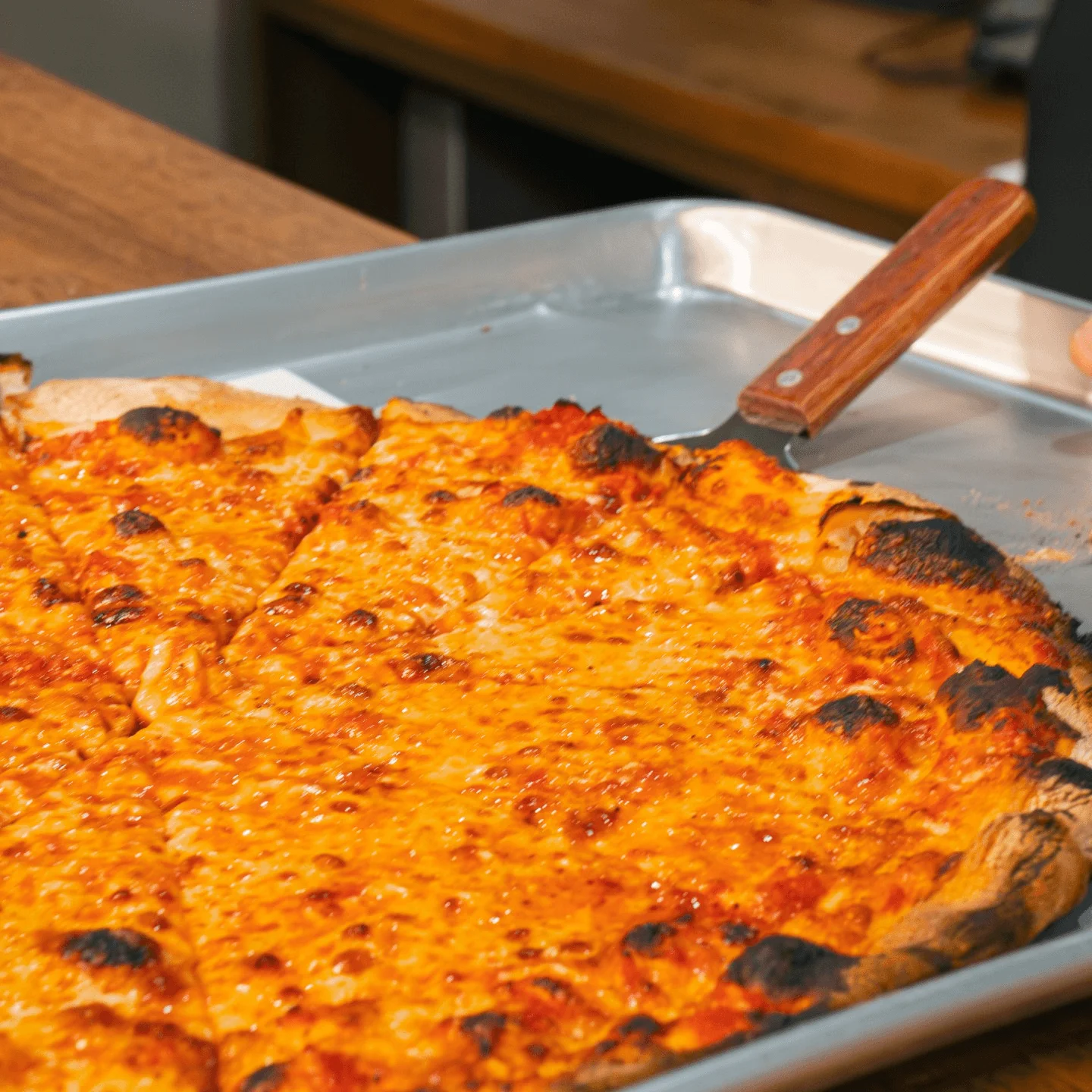 A pizza fresh out the oven