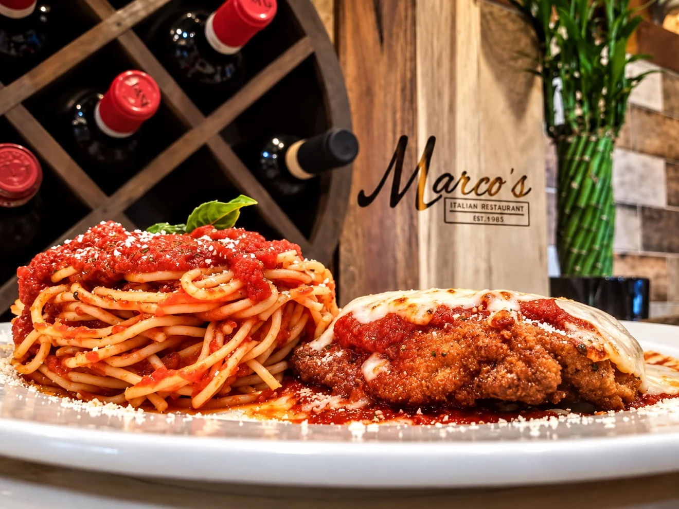 Pizza with Marco's restaurant menu at Marco's Italian Restaurant in Ashland VA
