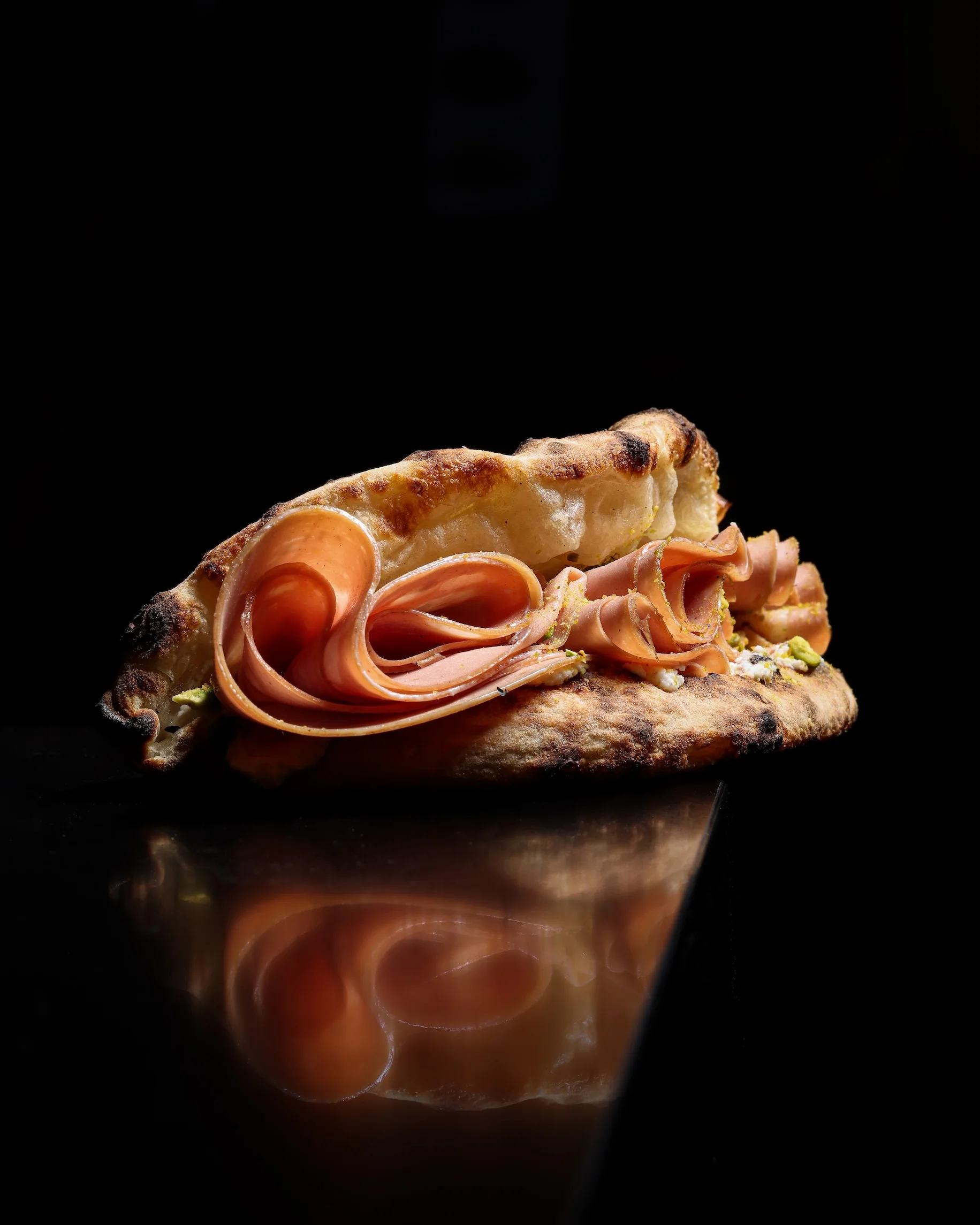 Italian focaccia sandwich with fresh toppings