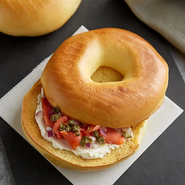 Bagel sandwich with cream cheese and toppings