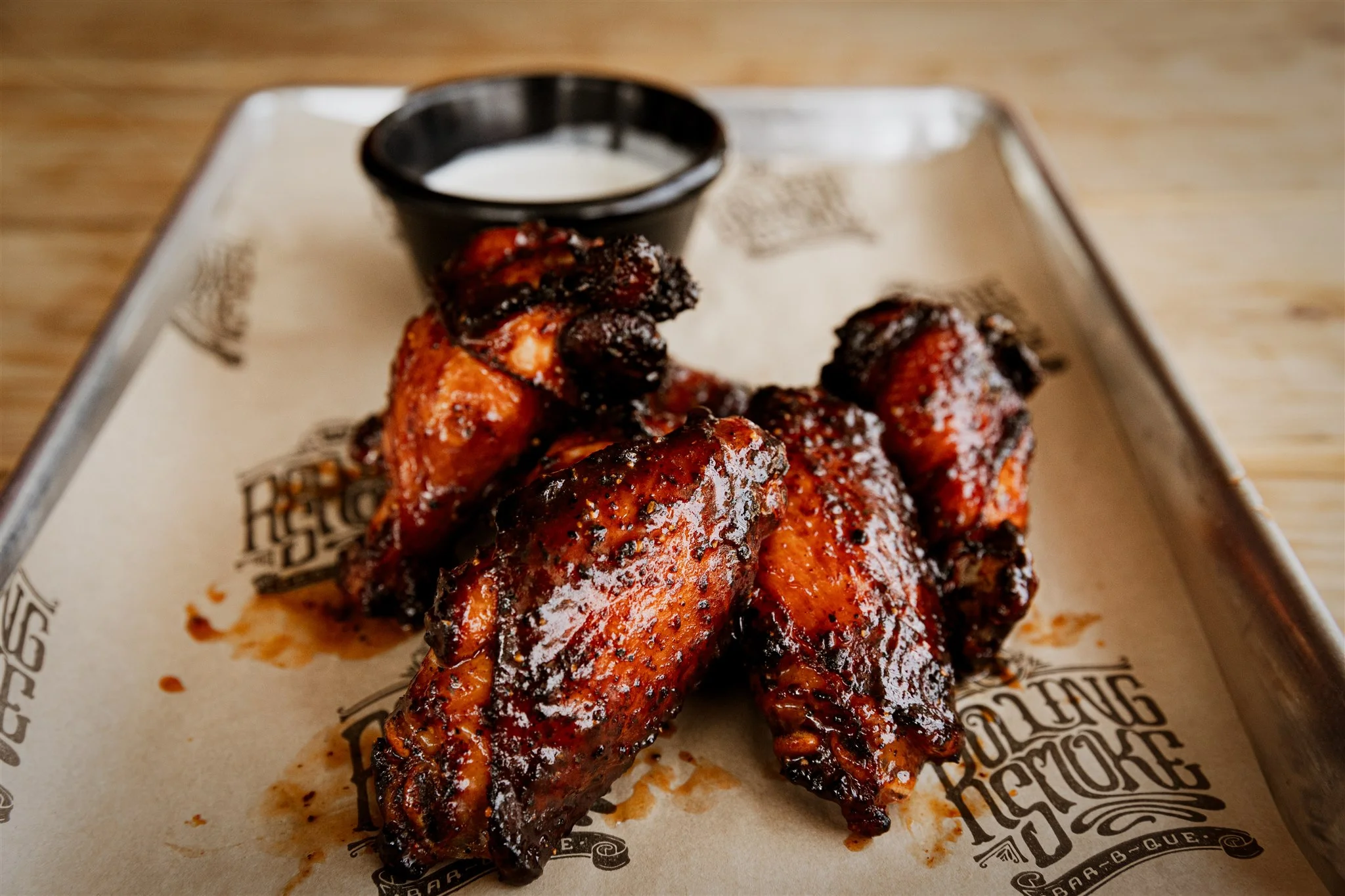 smoked wings tossed in bbq sauce