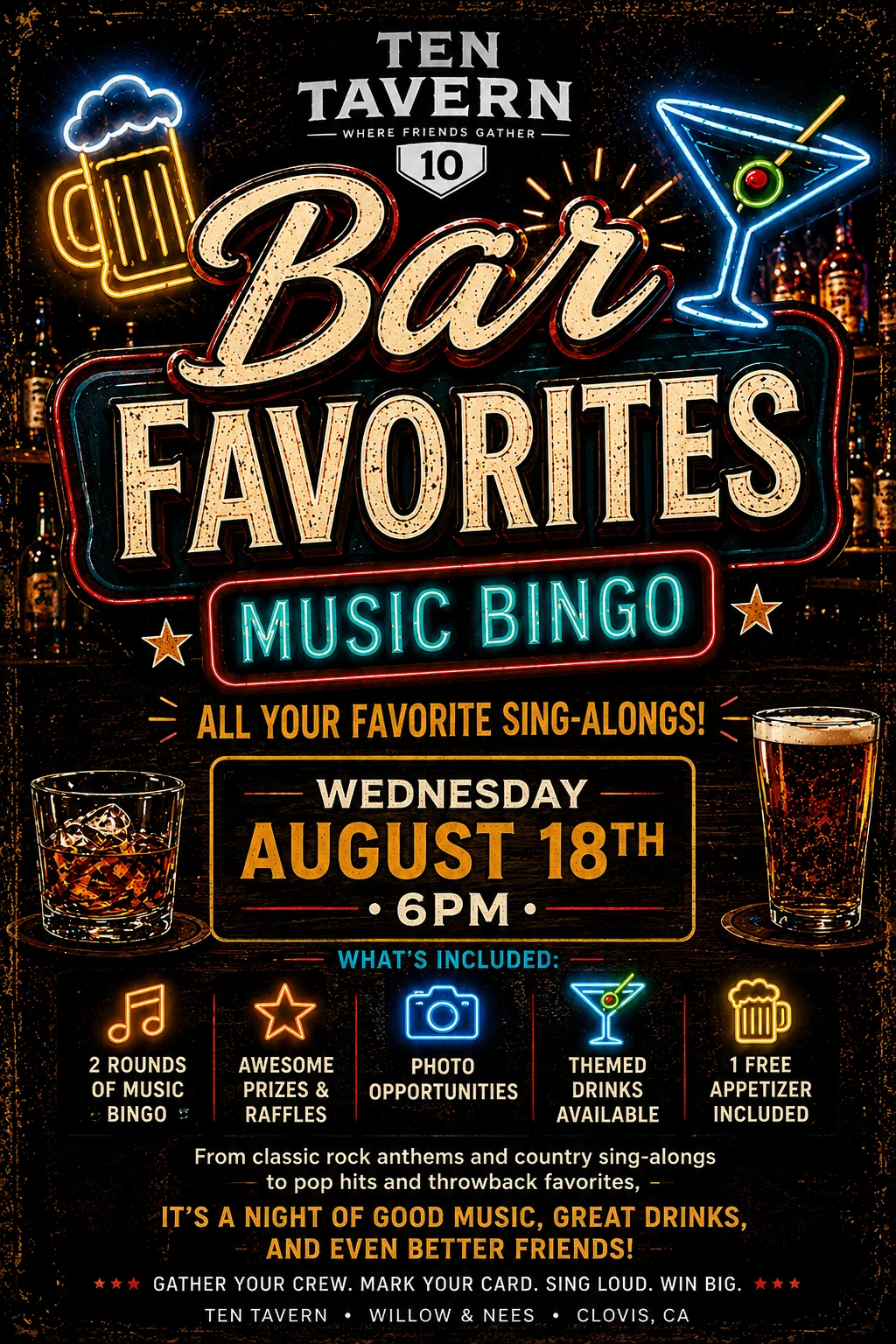 Bar Favorites Music Bingo