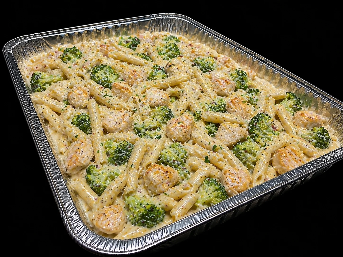 Creamy chicken and broccoli pasta bake