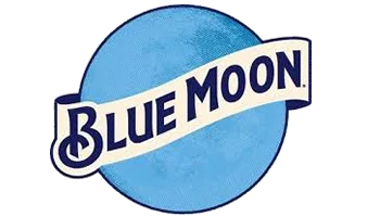 Blue Moon logo with curved lettering over a blue circle