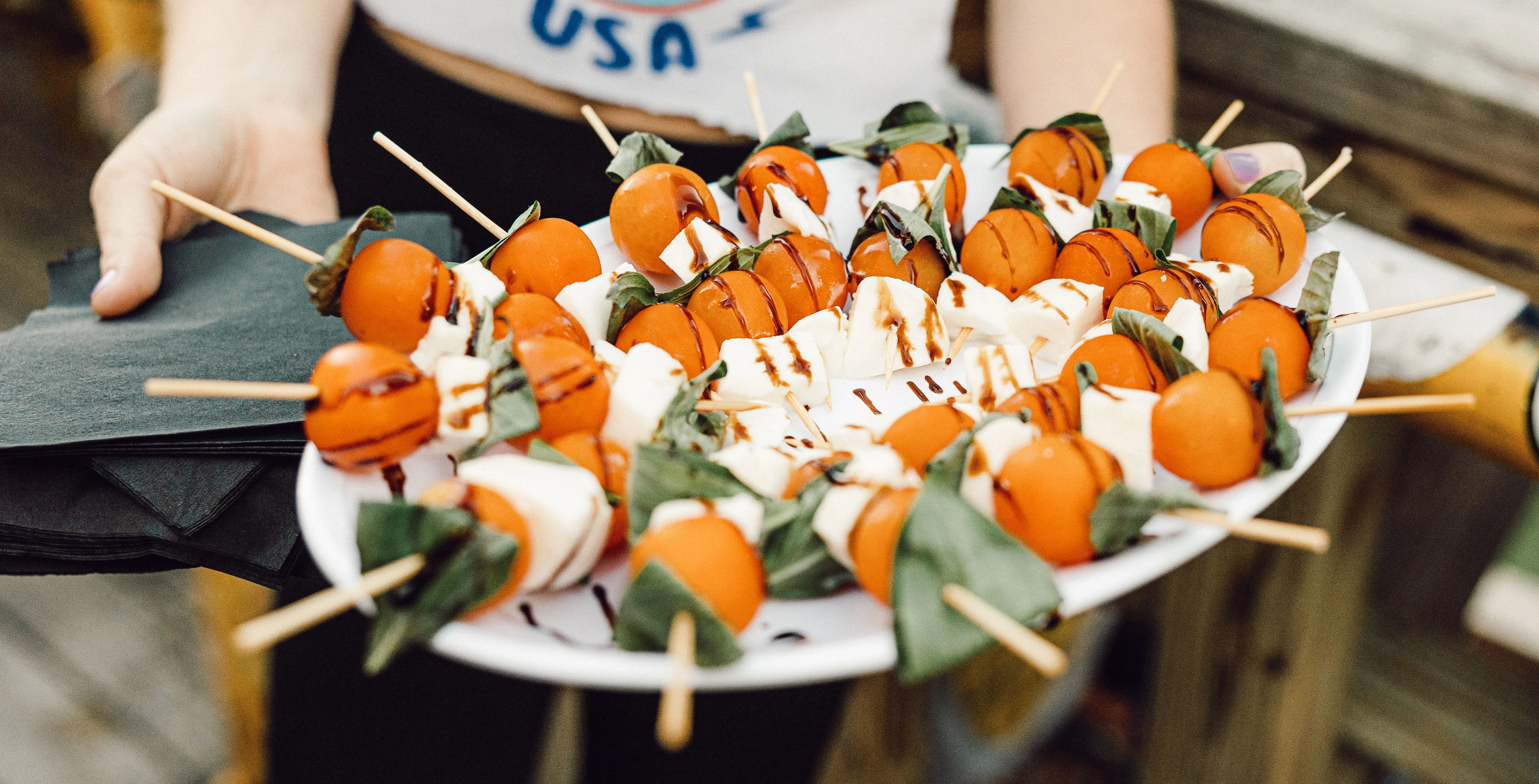 a plate of appetizers for wedding at CHIRINGO
