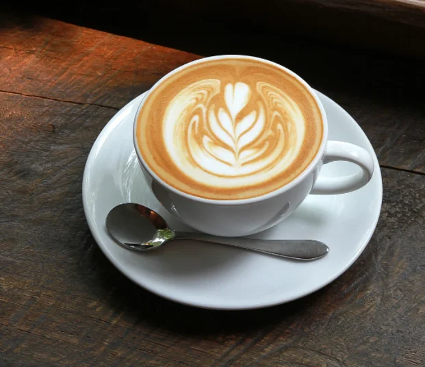 Artisan latte with intricate foam art