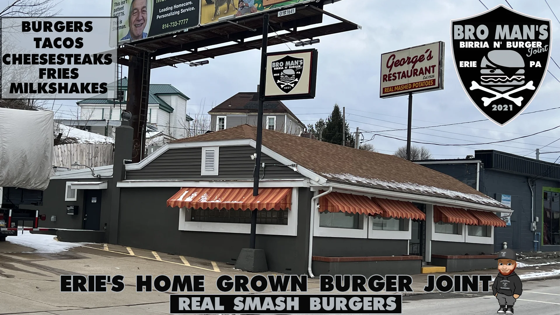 Exterior of Bro Man's Burger Joint in Erie, PA