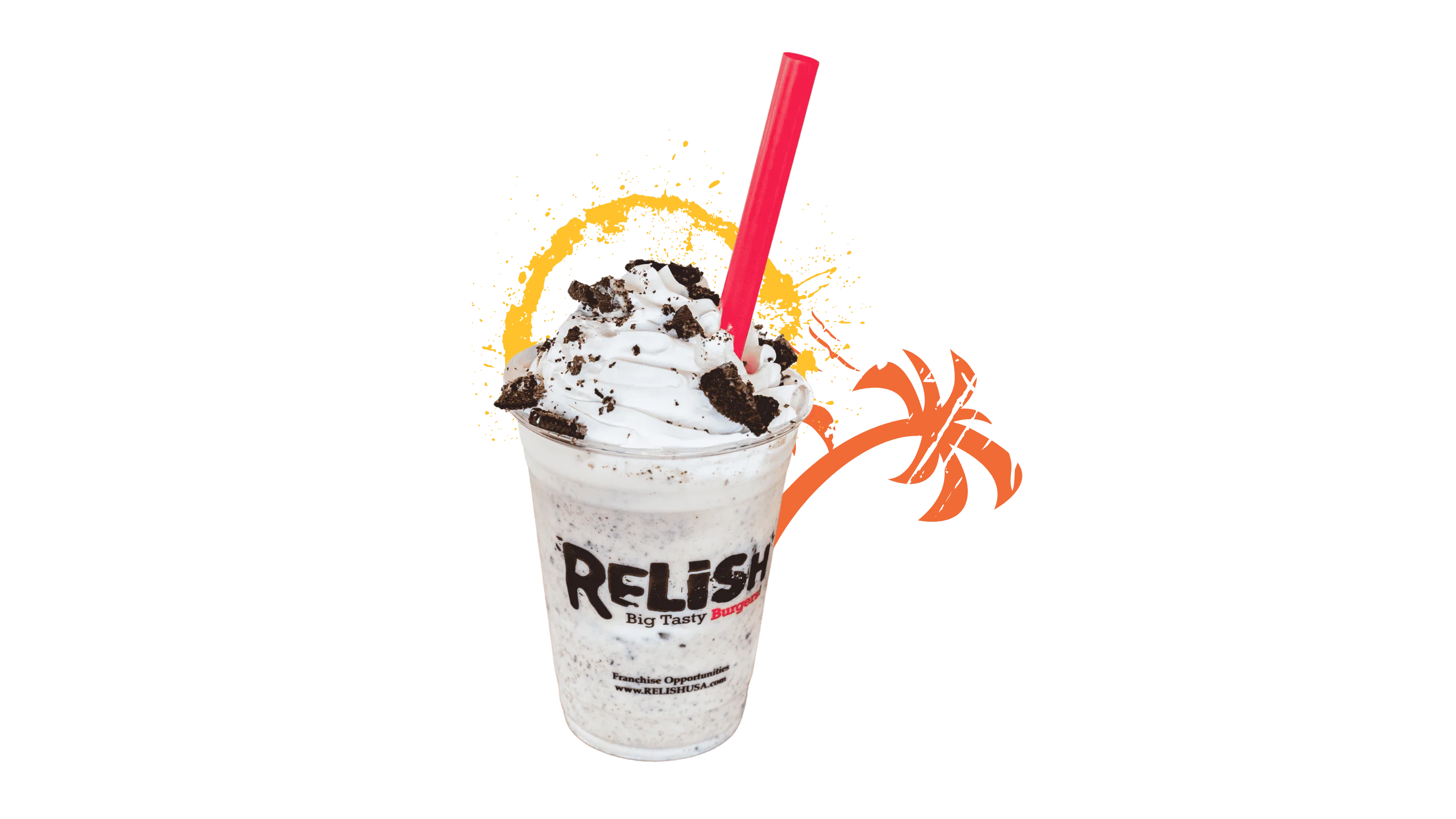 Creamy Oreo milkshake in a clear cup with whipped cream