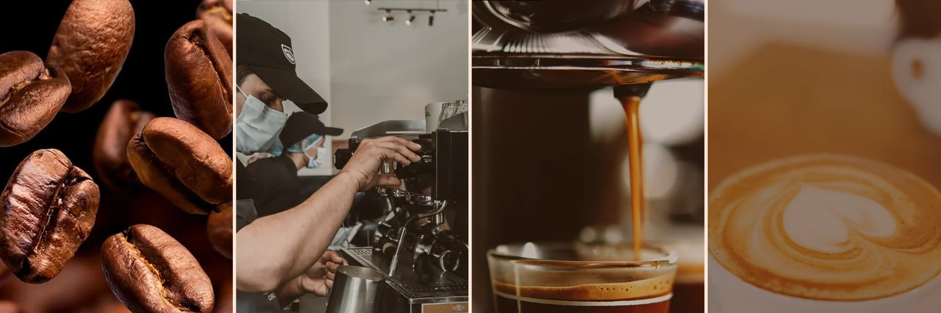 Freshly brewed espresso and latte art in a cozy café setting