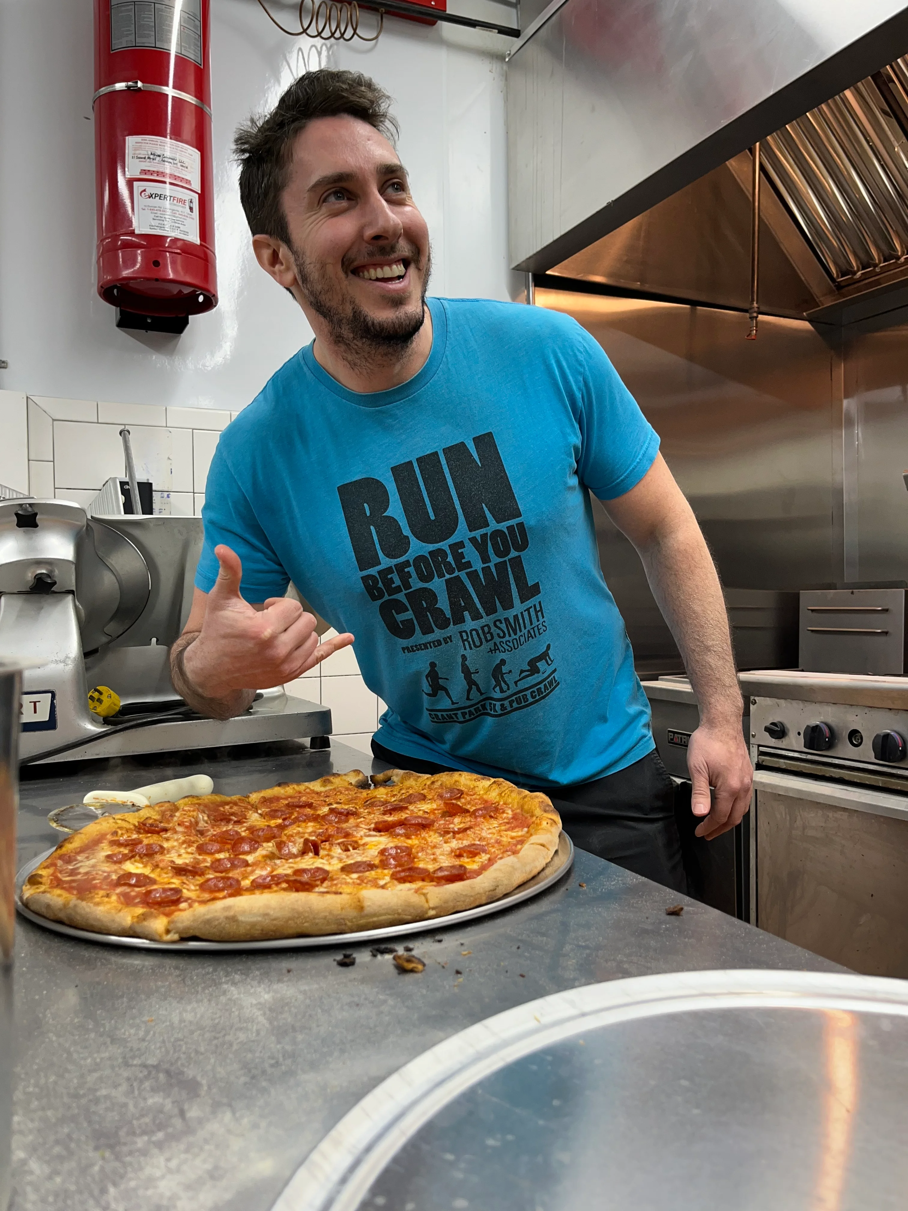 Johnny poses with his first pie
