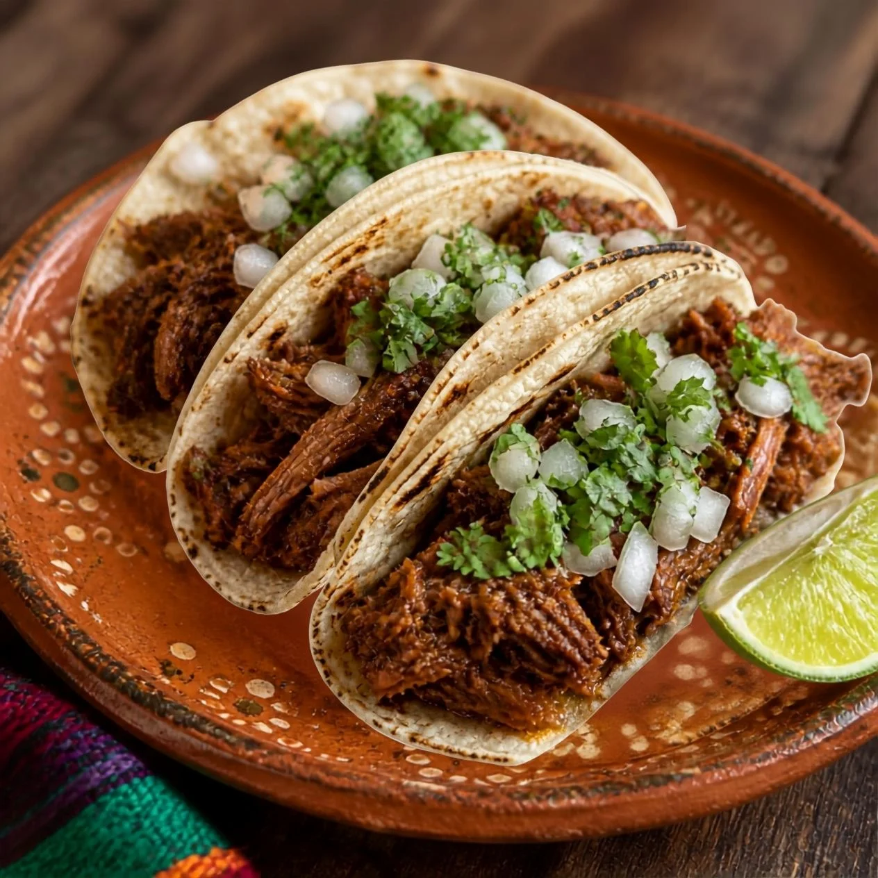 Authentic Mexican street tacos with beef and fresh toppings