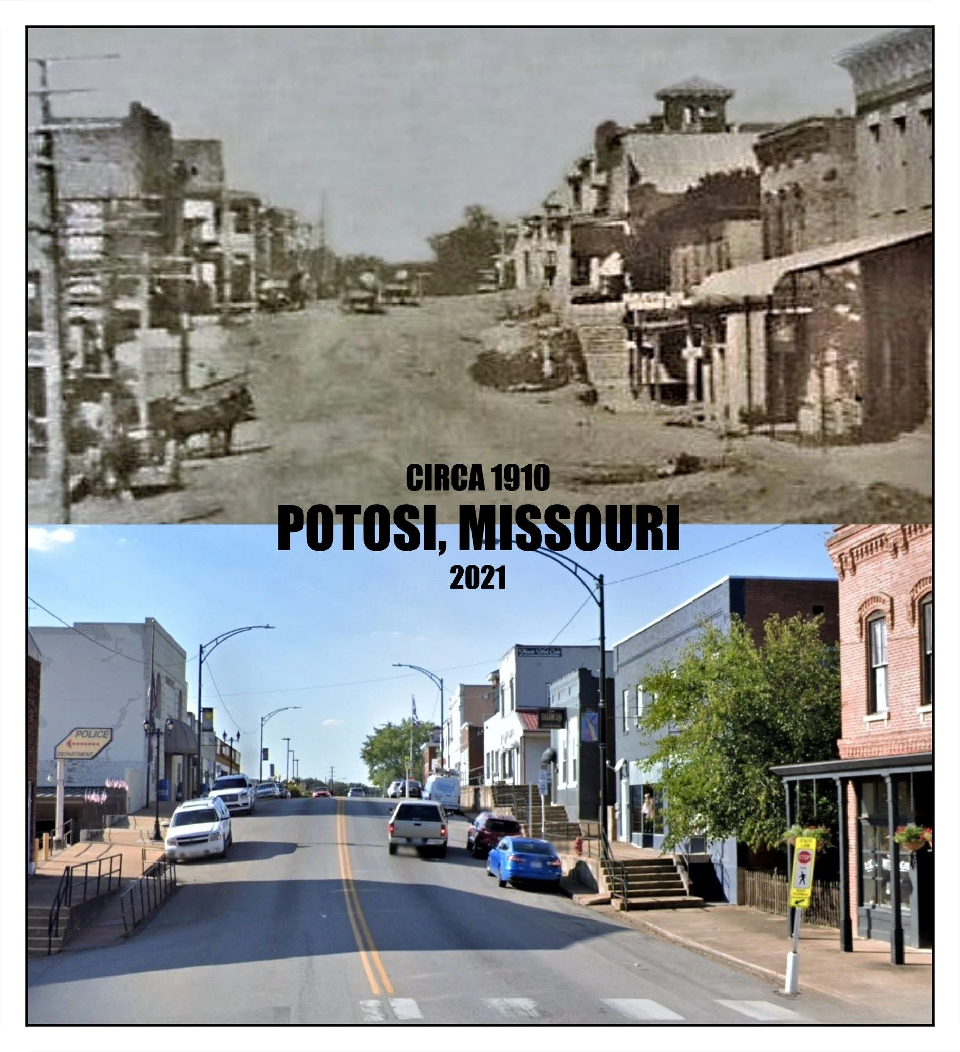 Historical comparison of Potosi, Missouri from 1910 to 2021