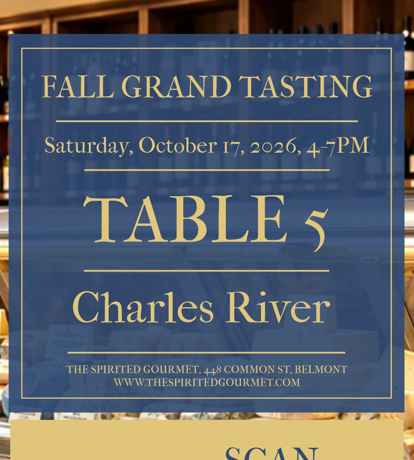 Fall grand tasting event QR code promotional graphic for a gourmet restaurant