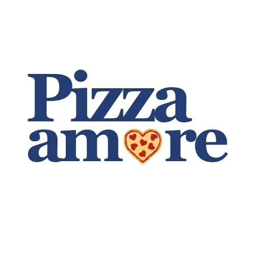 Logo of Pizza Amore featuring a heart-shaped pizza