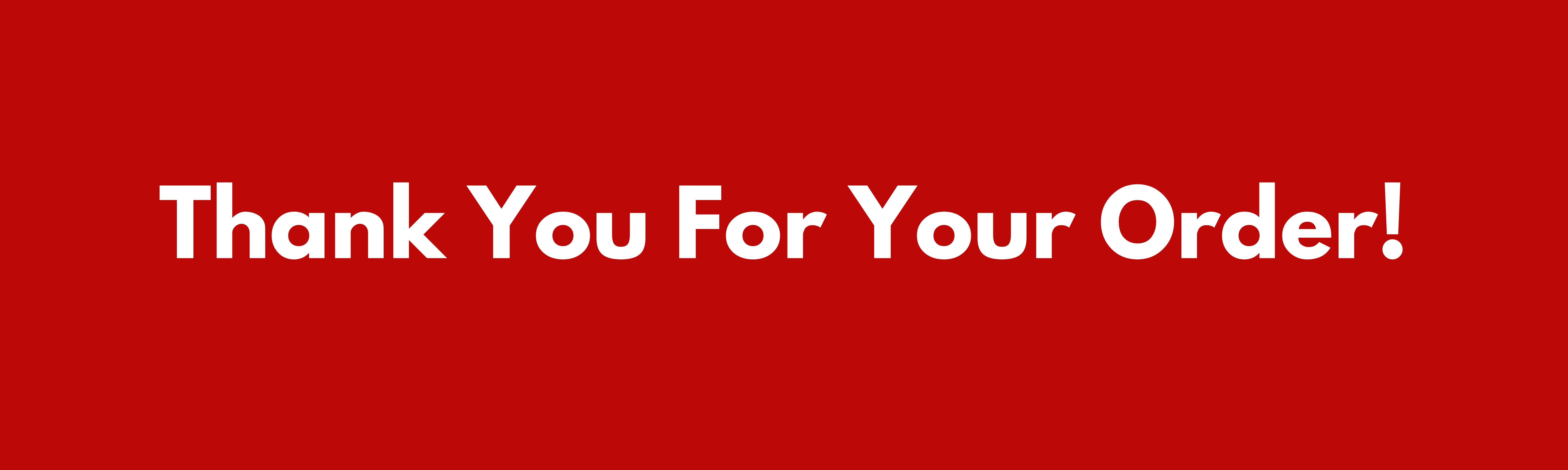 Thank you message for an online food order on a red background