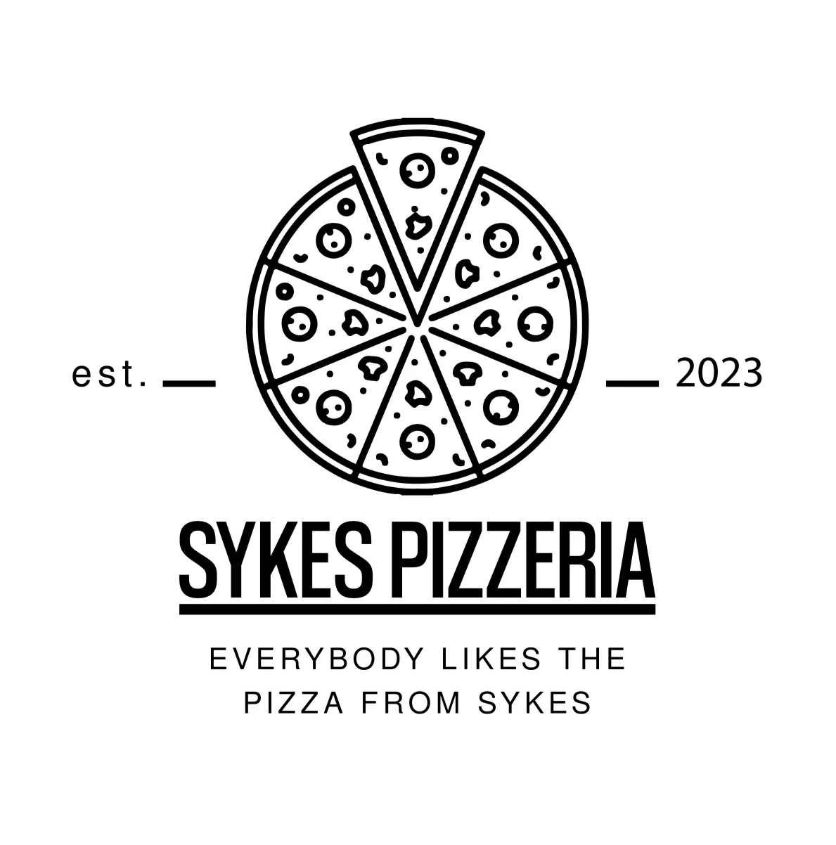 Sykes Pizzeria logo featuring a pizza slice design
