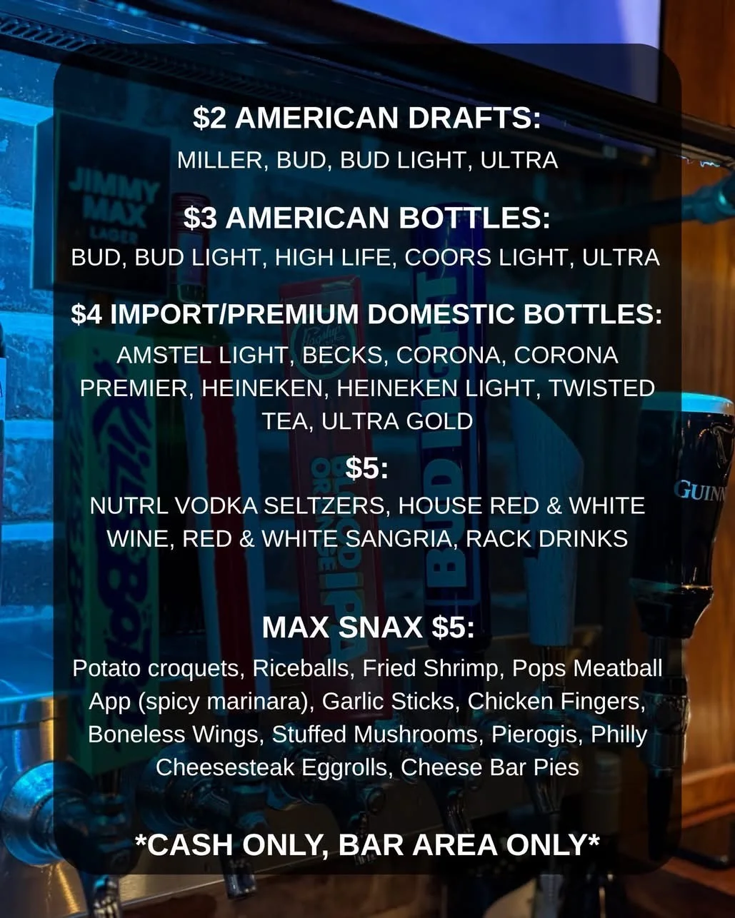 Jimmy Max Happy Hour Prices