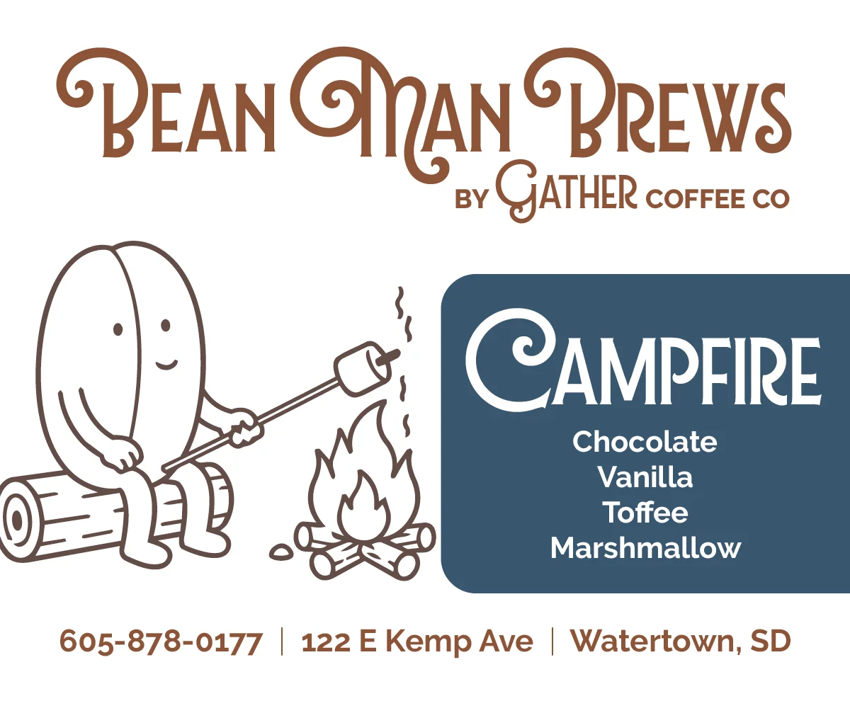 Cozy coffee shop logo featuring Campfire blend