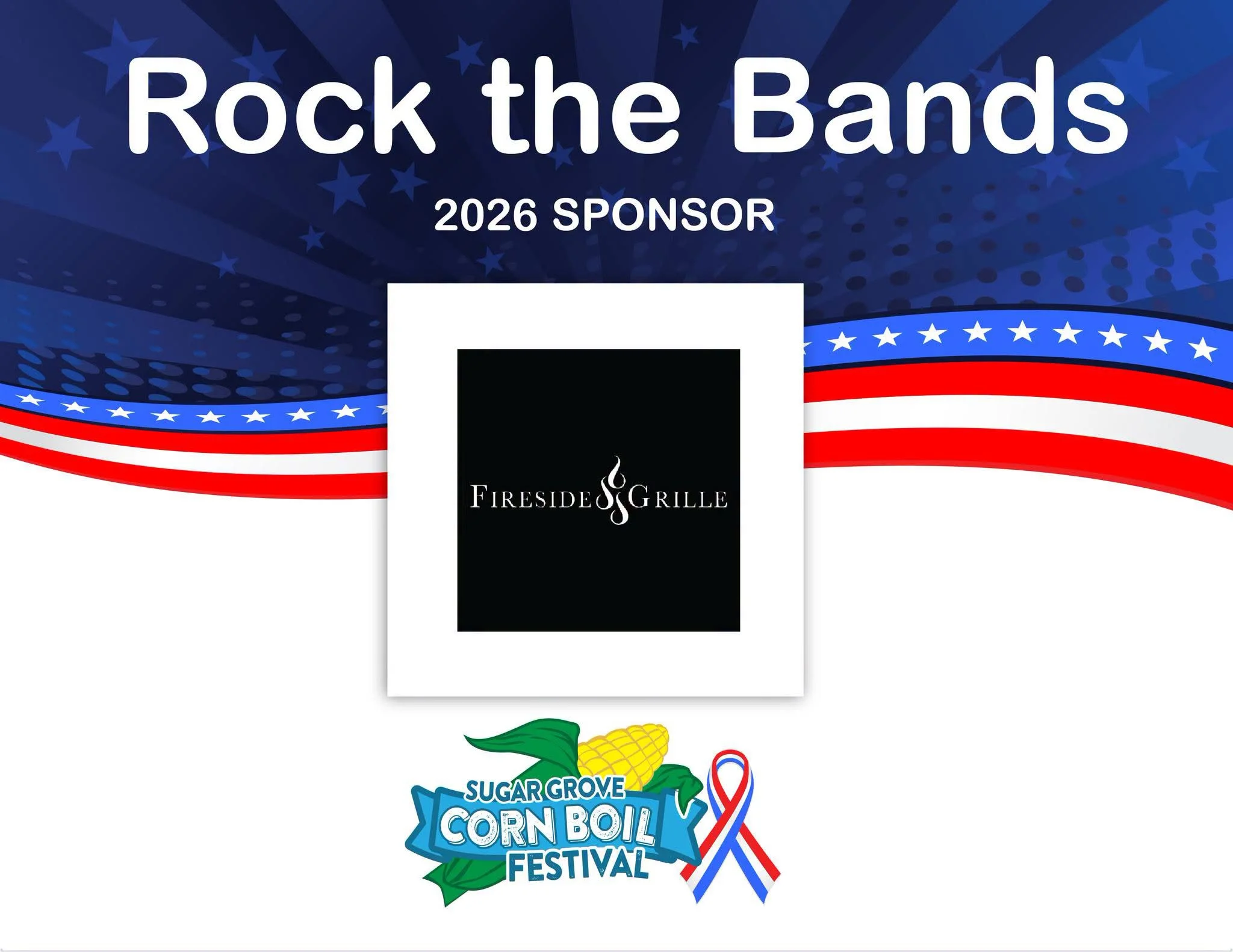 Sponsor banner for the Sugar Grove Corn Boil Festival 2026