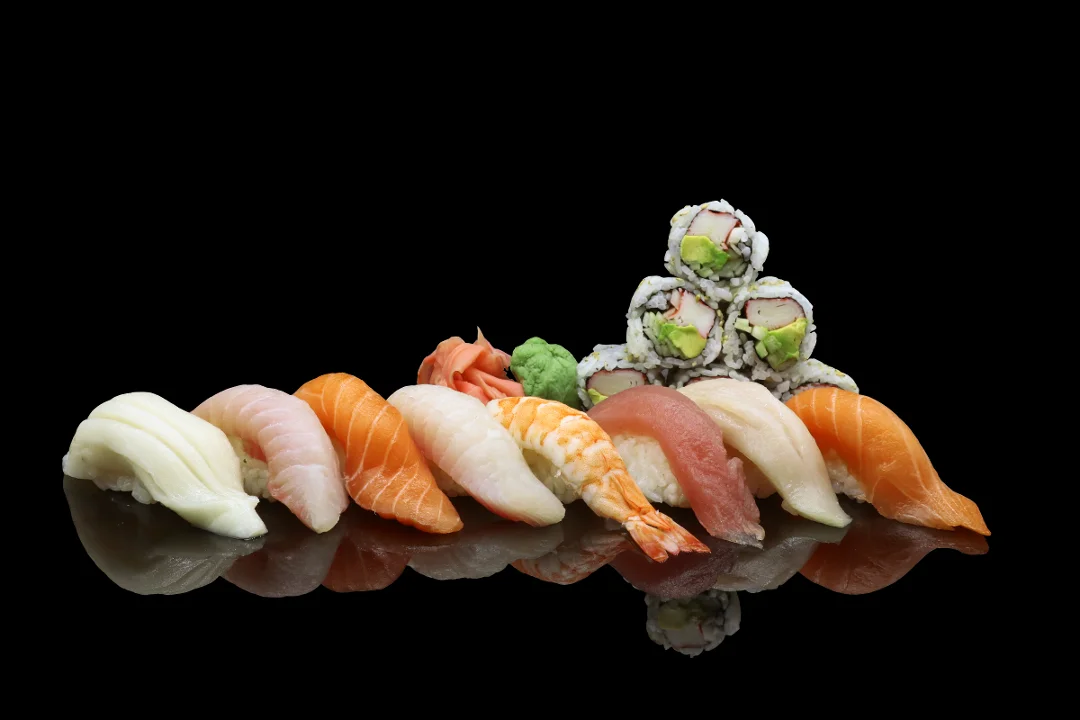 Assorted nigiri sushi and rolls at Mahzu East Windsor, NJ