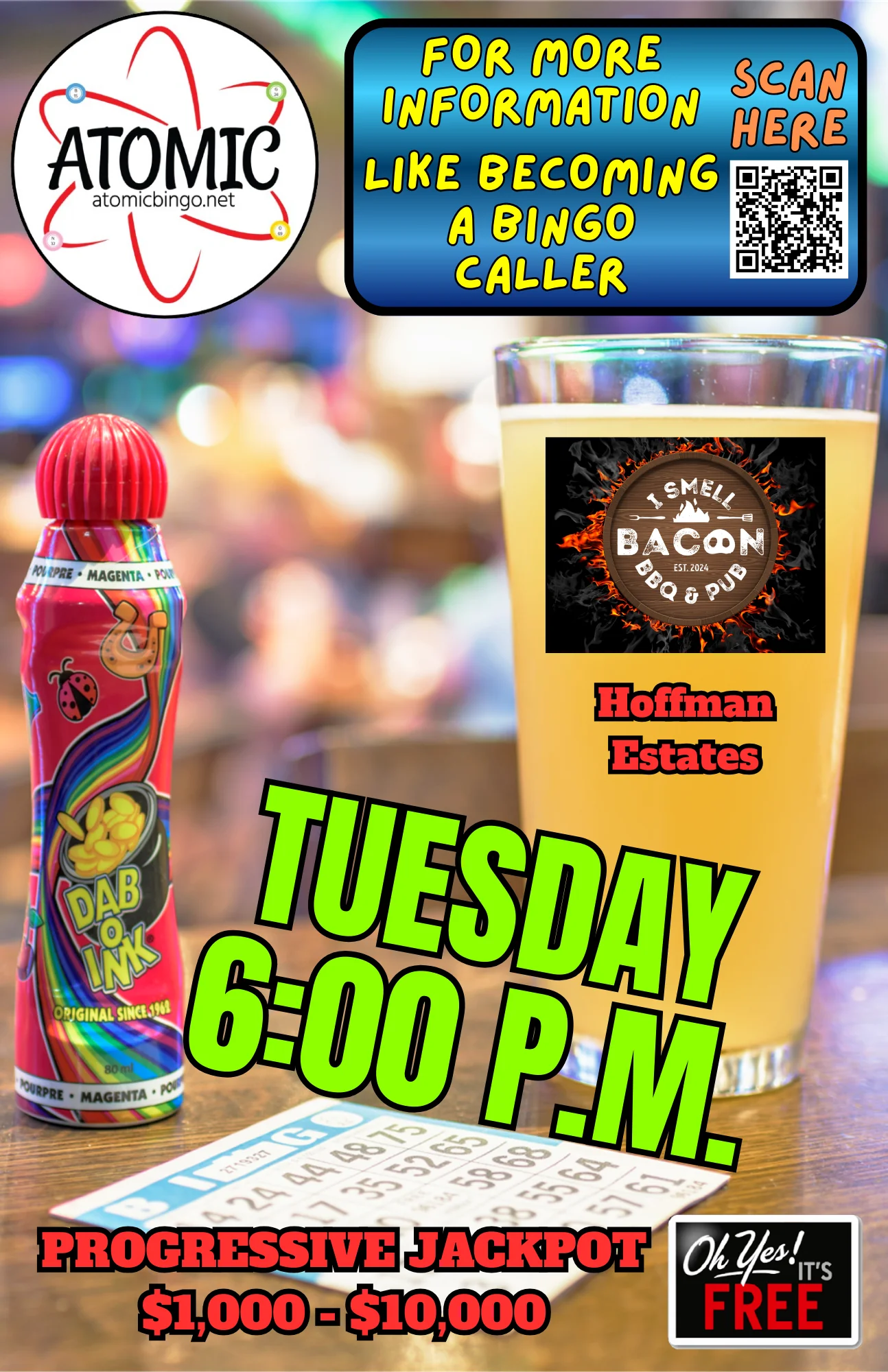 Bingo night promotional graphic with colorful design and text.