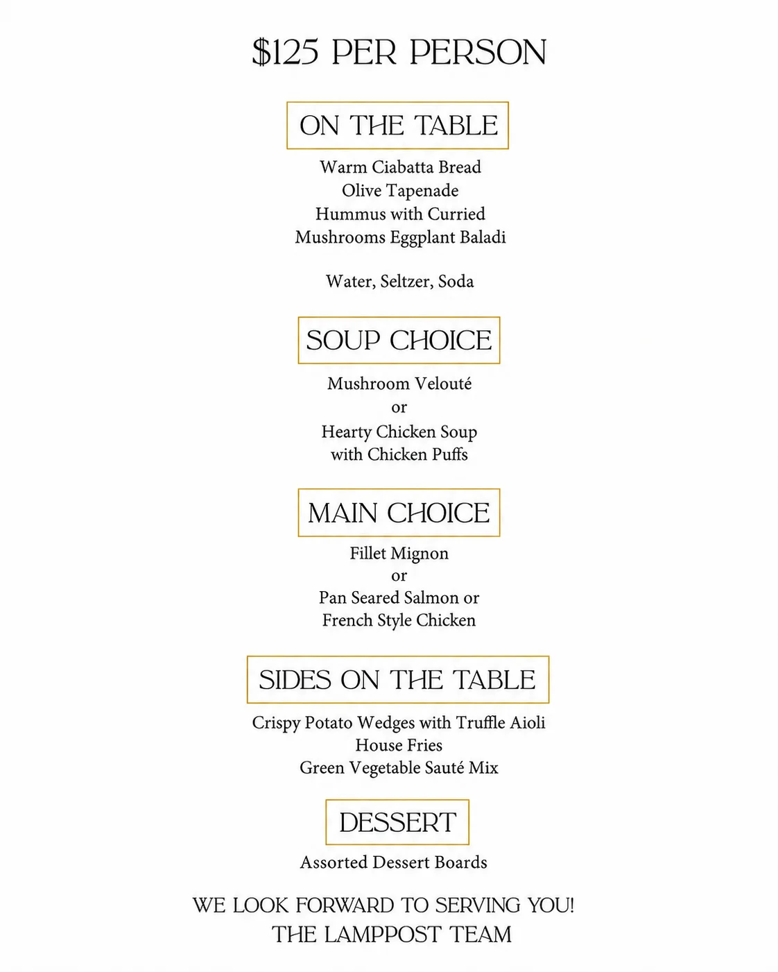 Elegant multi-course dining menu for a fine dining experience