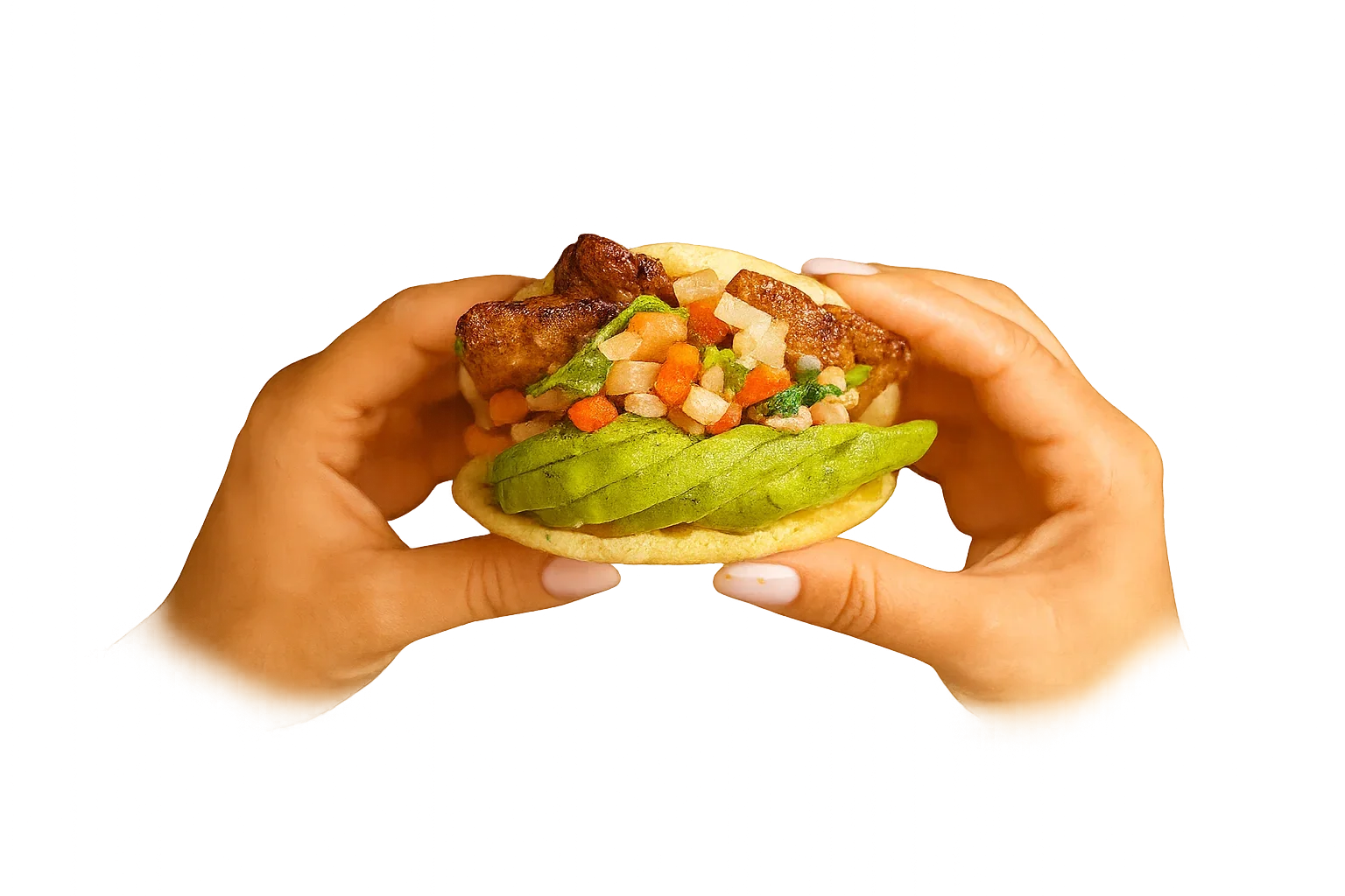 Delicious Mexican taco with grilled meat and fresh toppings