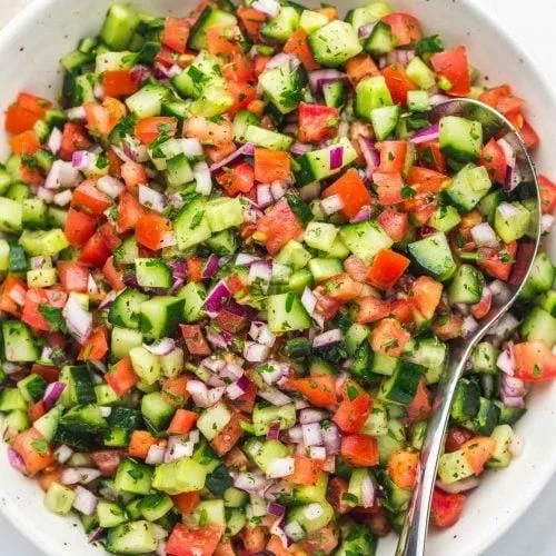 Fresh Mediterranean tabbouleh salad with herbs and vegetables