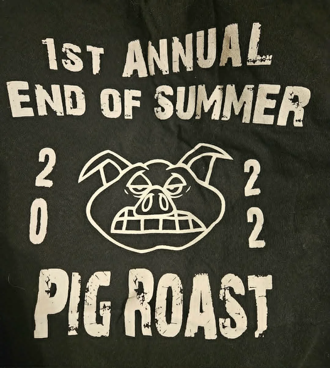 T-shirt design for a pig roast event celebrating summer's end
