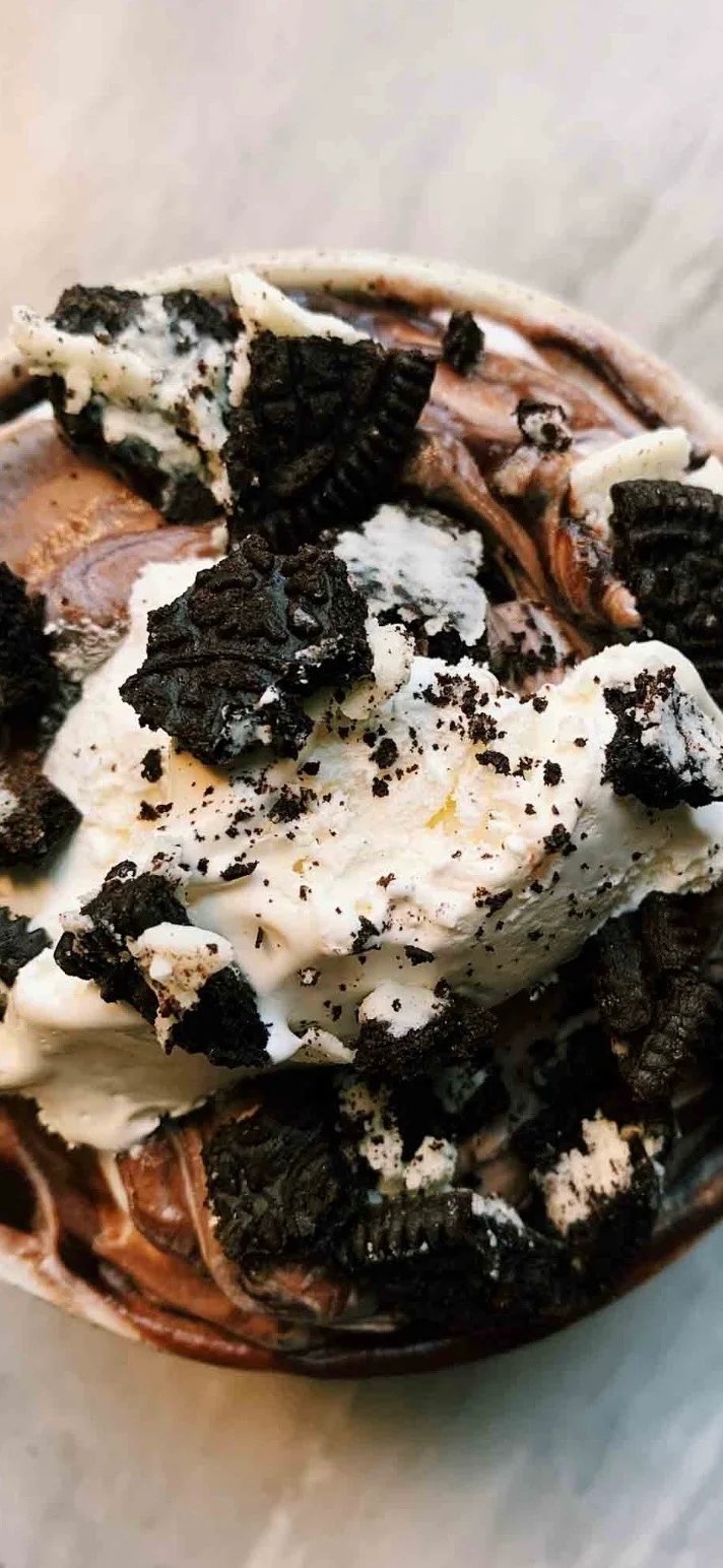 Decadent cookies and cream ice cream dessert